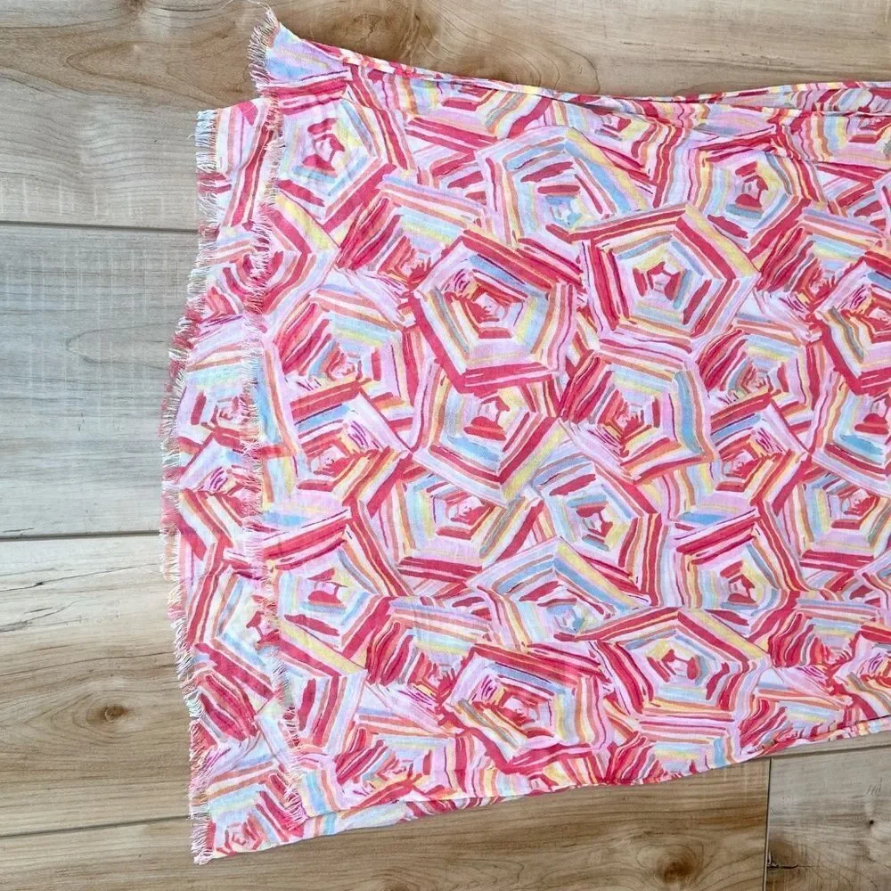 Women's Scarf Pattern White/Pinks/Yellows/Blues/Peach-Orange